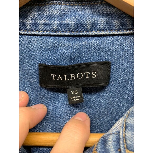 Talbots Jacket Women’s Blue Denim Jean Stretch Cotton Blend Classic Casual XS - Picture 6 of 10